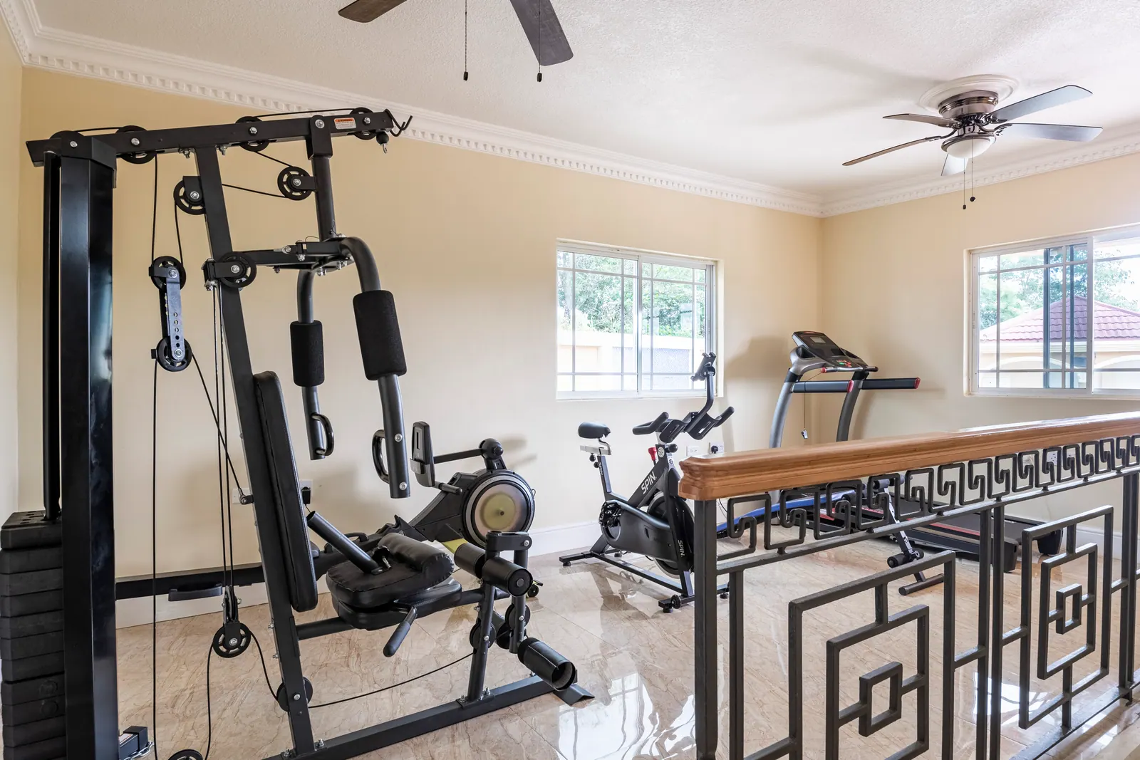 Private gym with cardio and strength equipment